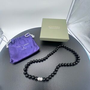 Judith Ripka Black Onyx Beaded Necklace with barrel clasp